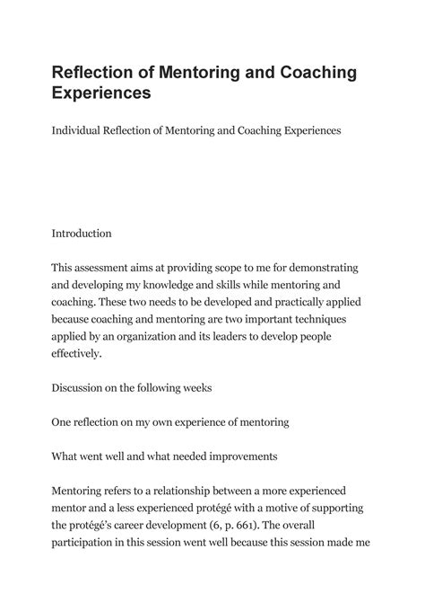 Evaluating and Reflecting on the Mentorship Experience