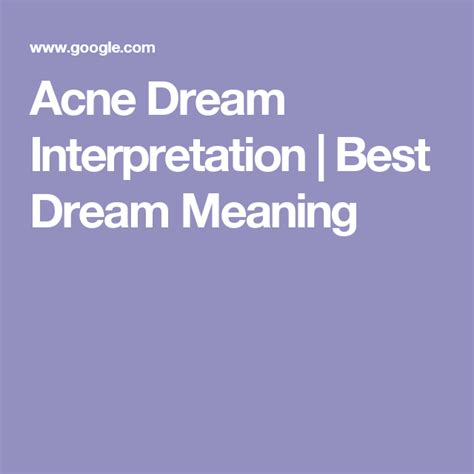 Interpreting Acne Dreams: Psychological Perspectives