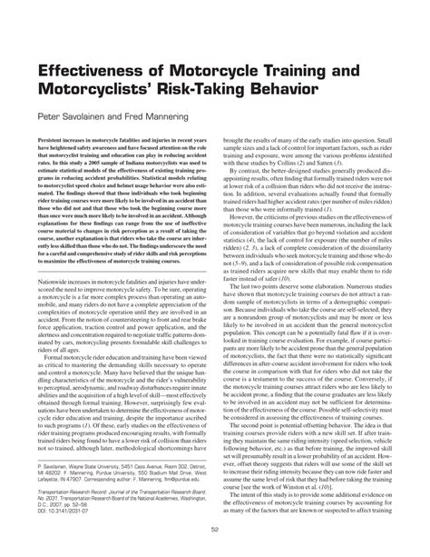 Making Sense of the Connection Between Motorcycle Crashes and Risk-Taking Behavior