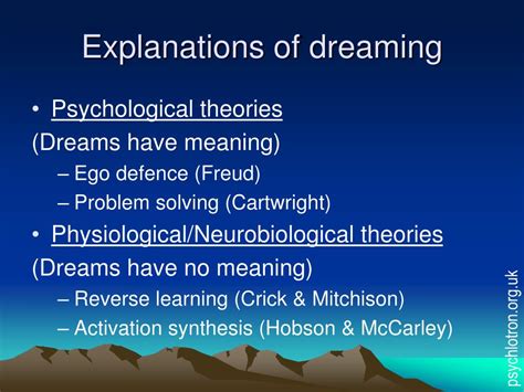 Possible Psychological Explanations for the Dream