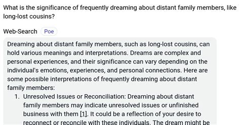 The Influence of Dreaming about a Distant Family