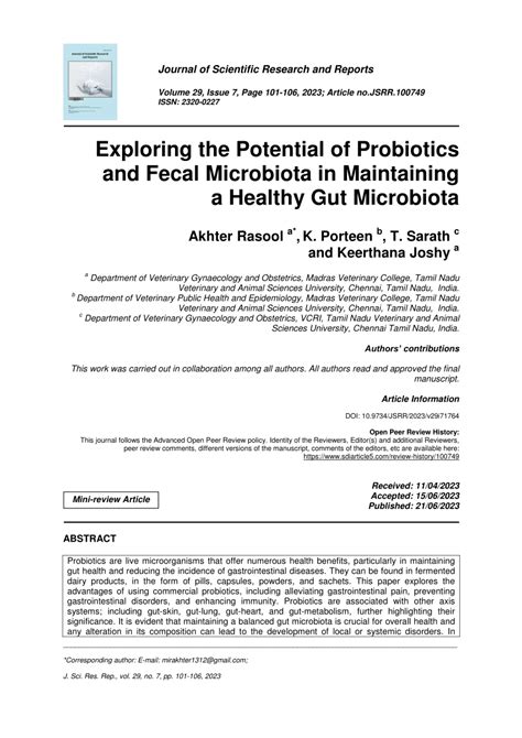 The Potential of Probiotics in Maintaining Gut Health